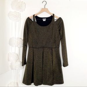 Cooperative Cutout Neck Metallic Skater Dress